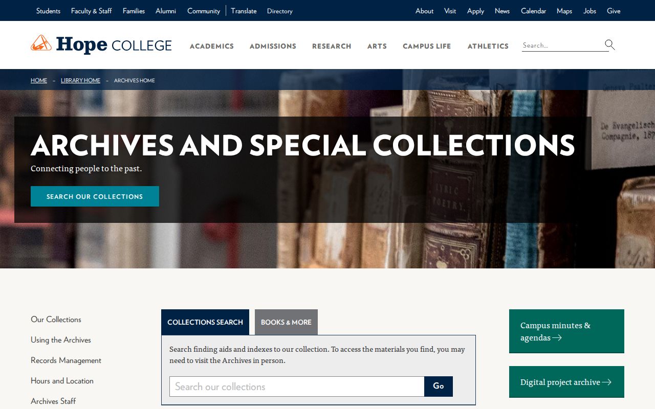 Holland city directory related archives at Hope College