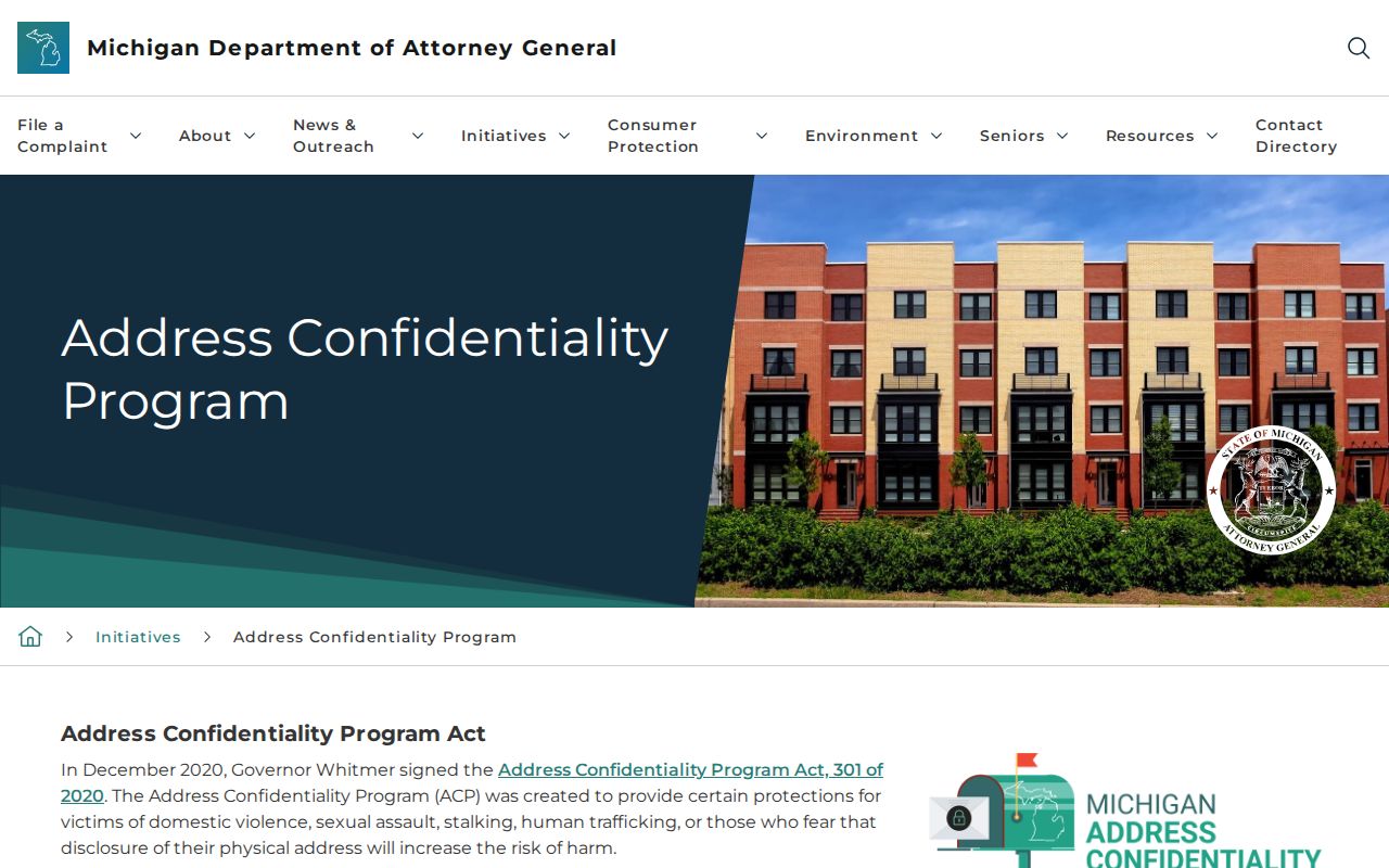 Holland residents directory Michigan address confidentiality program