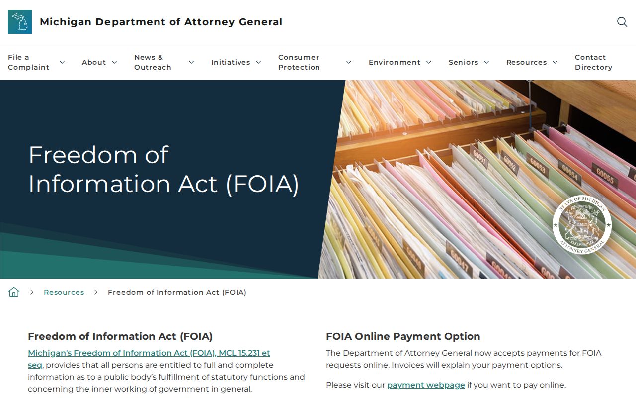 Holland residents directory Michigan FOIA guidance