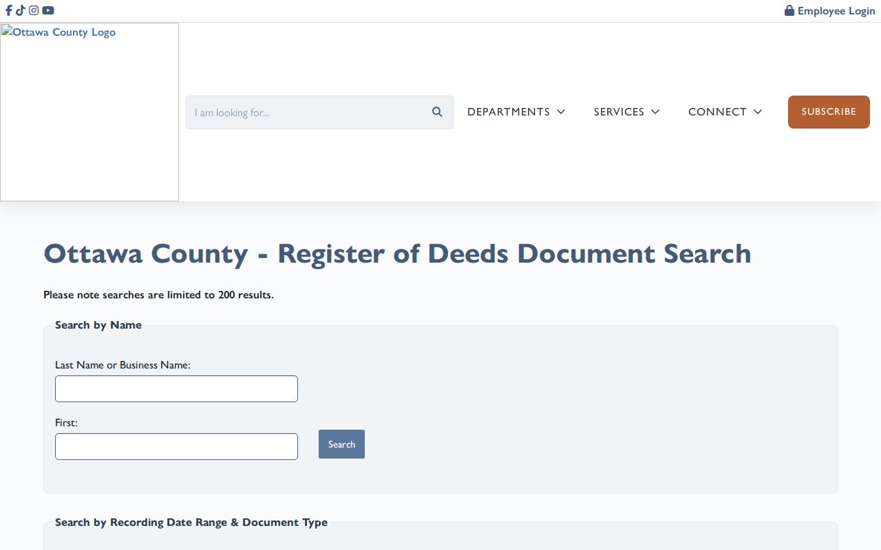 Holland previous residents deed search in the Ottawa register