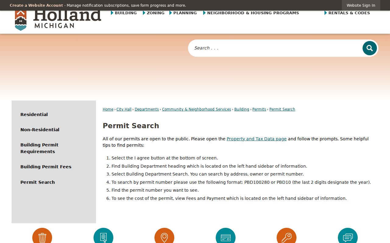Holland street directory city permit address search information