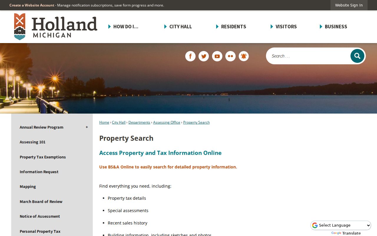 Holland street directory city property and tax data search
